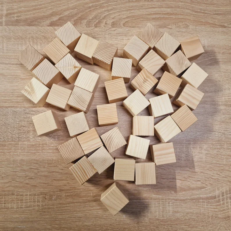 Natural montessori toys wooden building Cube blocks square blocks DIY model puzzle wood block for kids