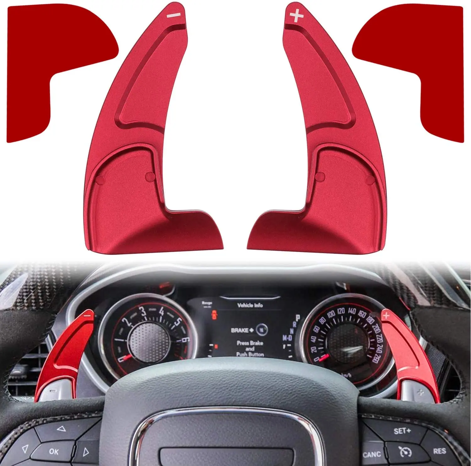 Steering Wheel Shift Paddle Extended Shifter Trim Cover for Dodge Challenger 2015-2020
