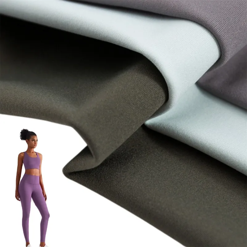 OEM 220GSM 75% Nylon 25% Spandex Interlock Style Gym Fitness Wear Soft Leggings Fabric for Lulumon for Swimwear