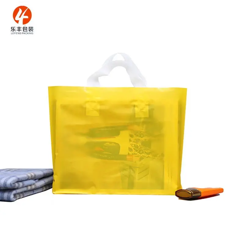 Poly Custom Plastic Shopping Bags Soft Loop Handle Plastic Bag Carrying Bag with Custom Logo