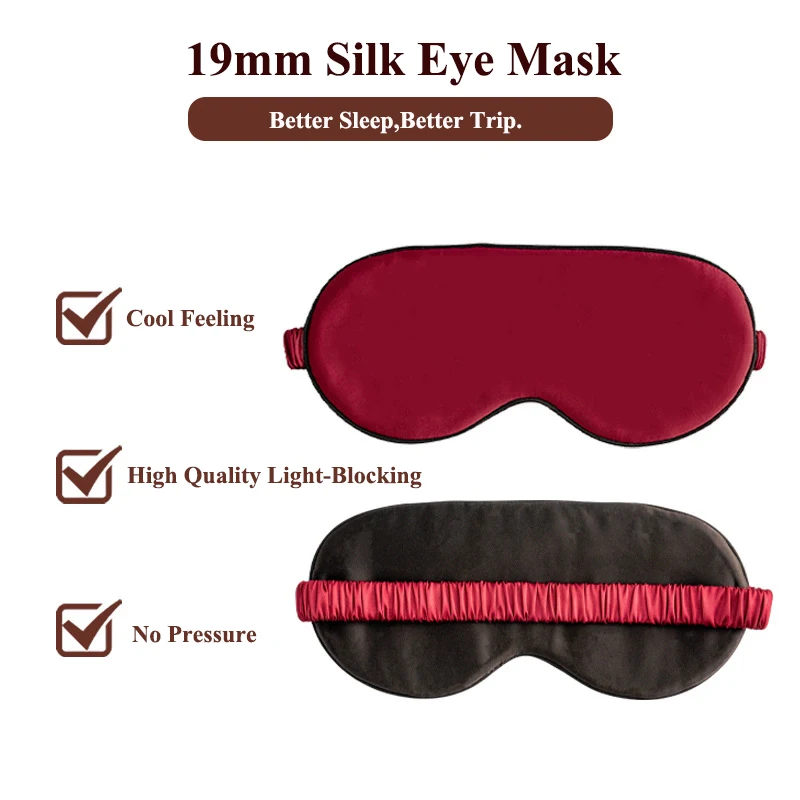 Fast ship Mulberry silk eye mask with silk U Shape Memory Foam neck pillow in bag  3pc silk travel set