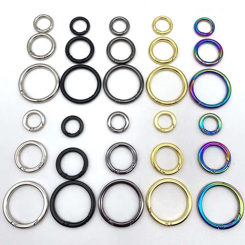 Пользовательские аксессуары для сумки никель логотип клипса крюк уплотнительное кольцо 1 дюймов 35 мм золотые пружинные кольца