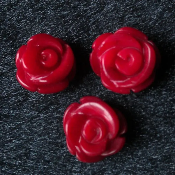 10mm Half Drill Rose/Flower Shape Dyed Red Coral Beads For Wholesale