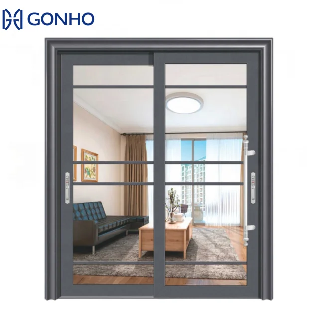 Gonho cheap wholesale argon gas fills waterproof cavity timber pocket door sliding track giant sliding door