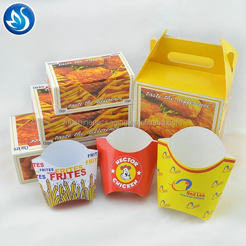 Custom Printed Takeaway Fast Food Container Hot Dog Pie French Fries Chicken Snack Paper Box