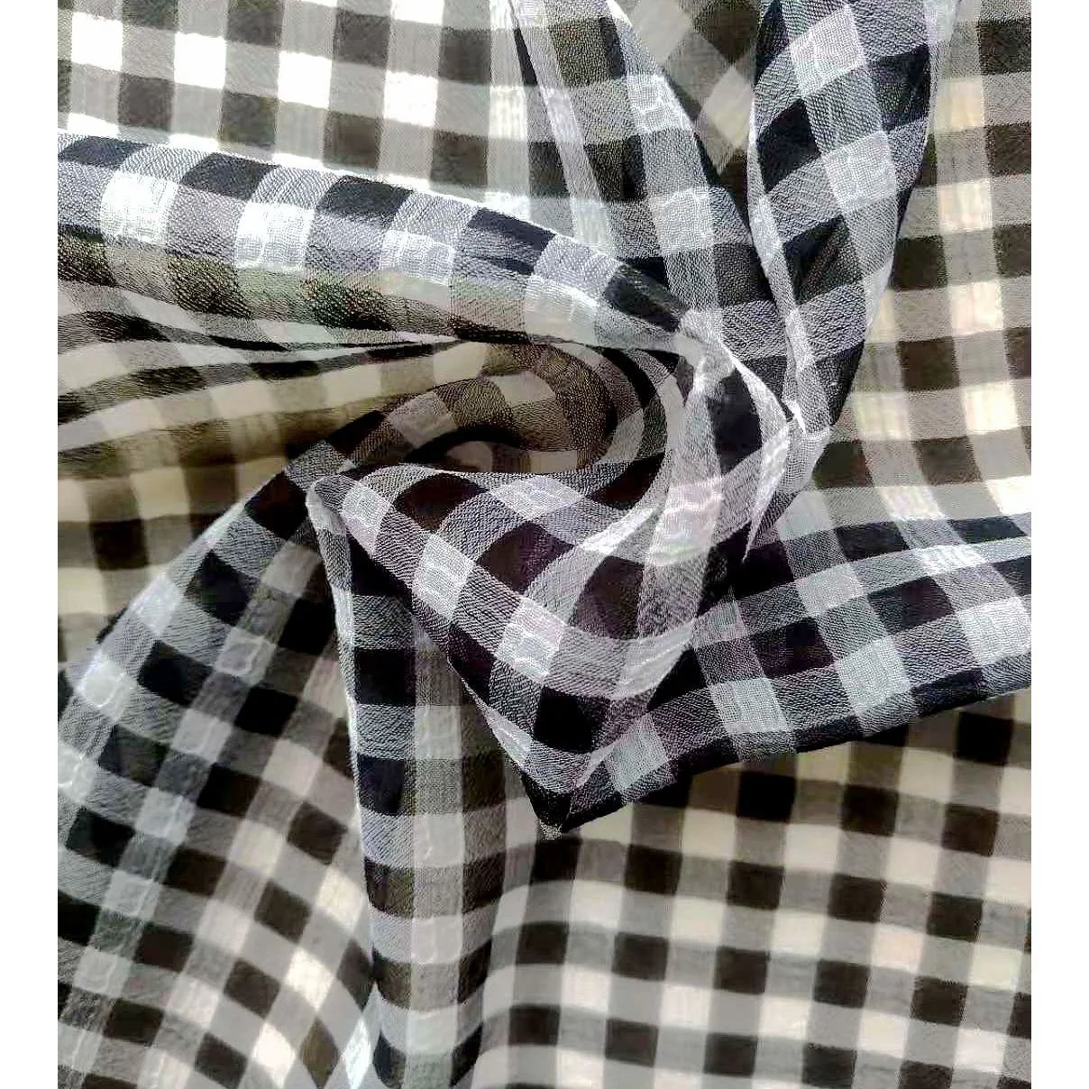 
Ready to ship best price 100% polyester cationic chiffon crepe plaid fabric for blouse and dress  (1600246408769)