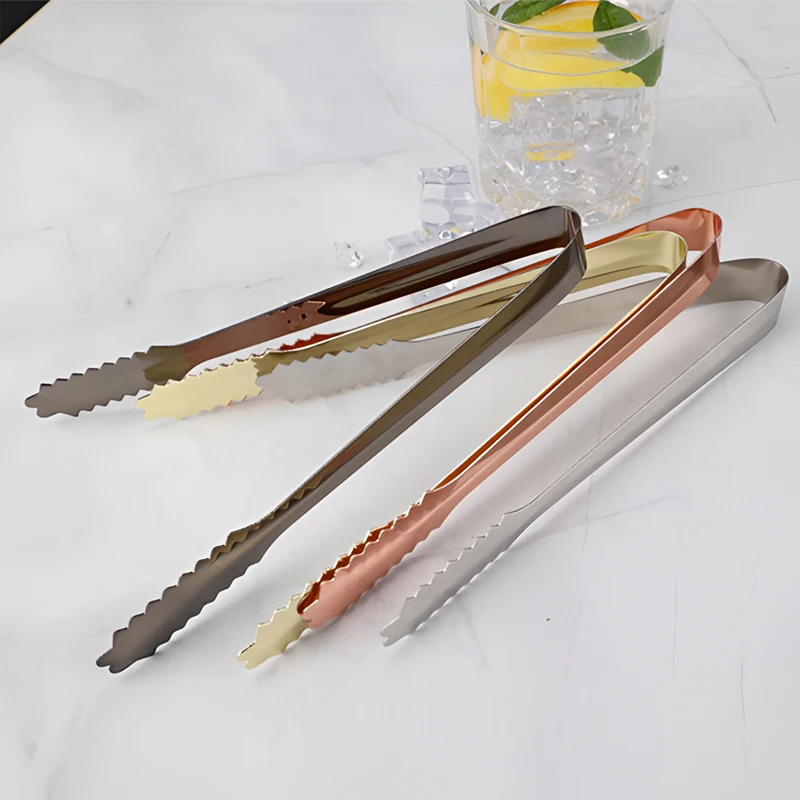 Direct Metal Stainless Steel BBQ Charcoal Bread Tong Food Salad Server Bar Tool with Engraved Logo for Home Use