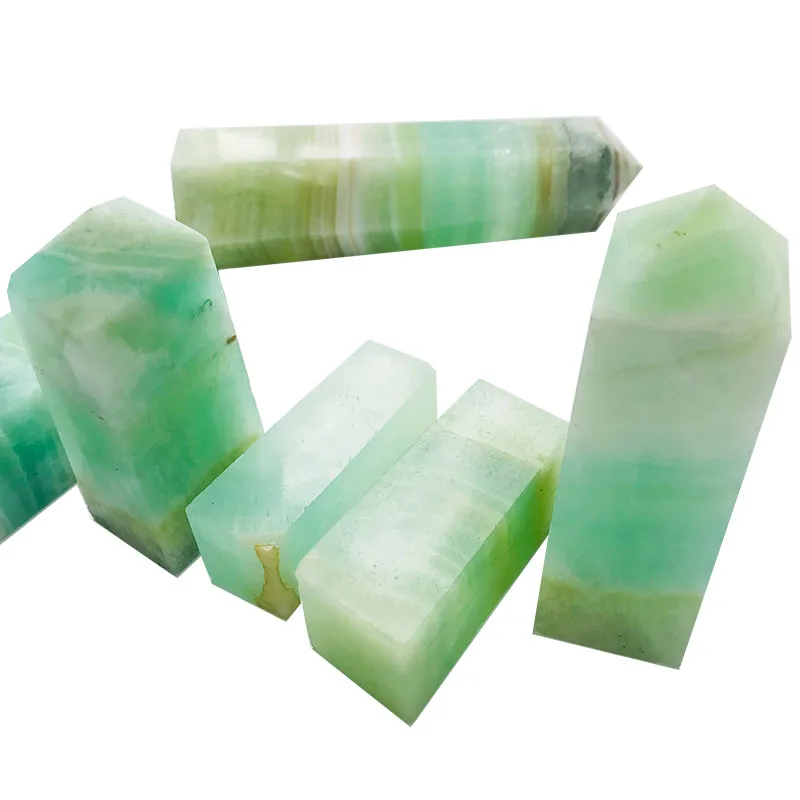 Wholesale high quality natural crystal points hand carved caribbean calcite four face towers for decoration