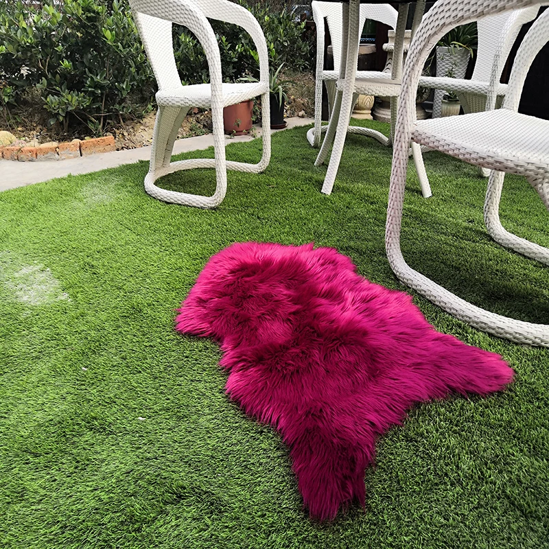 Faux Sheepskin Chair Cover Seat Pad Soft Sofa Carpet Cushion Hairy pendulum Mat Solid Color Skin Fur Fluffy Rugs Bedroom blanket