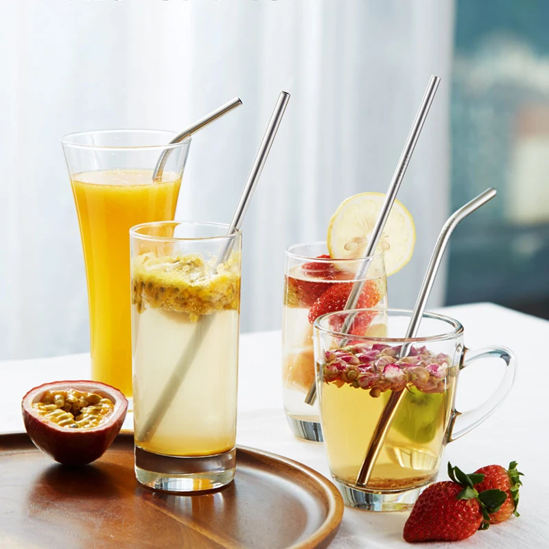 5pcs Eco Friendly Reusable Stainless Steel Drinking Straw