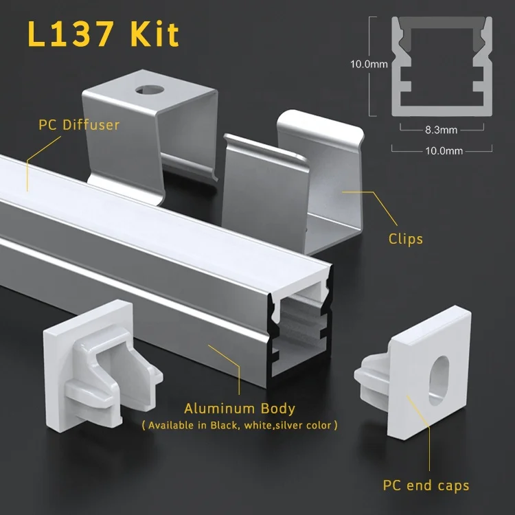 Wholesale Led Strip Light Housing Surface PC Diffuser Alu Profil Silver Black White Extruded Channel Aluminum Led Profile