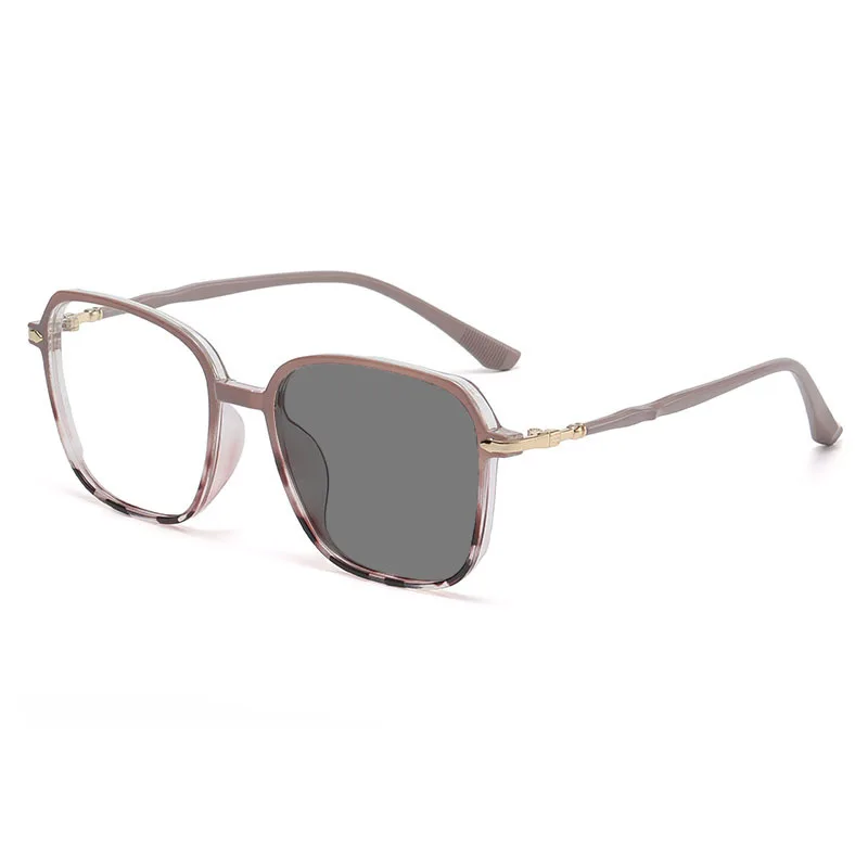 photochromic green lens glasses woman big square patchwork metal pc multicolor frame lunettes photos gray  blue light blocking