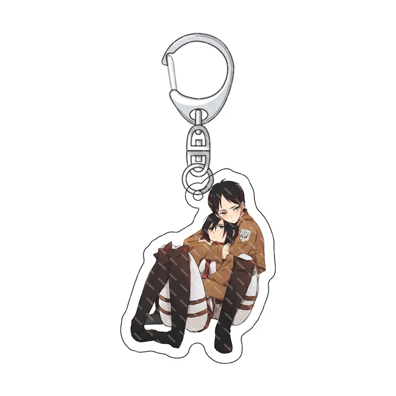 Japanese Anime Attack on Titan Keychain Mikasa Ackerman Eren Acrylic Cartoon Figures Pendant Key Chain Backpack Car Accessories