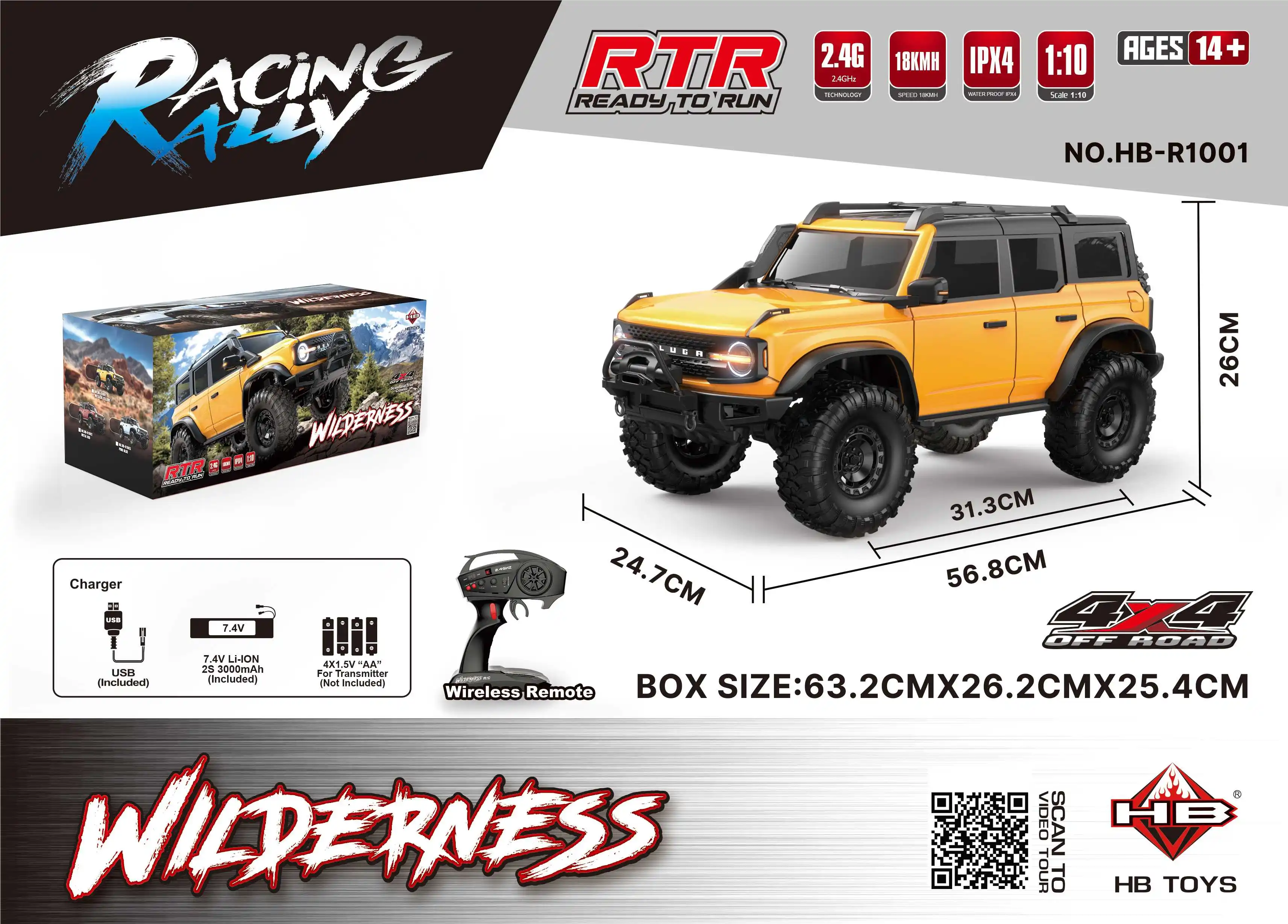 Hot Sale Simulation 1:10 Remote Control Car Electric Off-Road Climbing Vehicle Model Full Scale Model Car