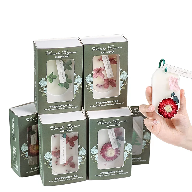 Lambey Custom Label Dried Flower Aroma Wax Sheet Home Decorative Gift Box Scented Candle Wax Tablets