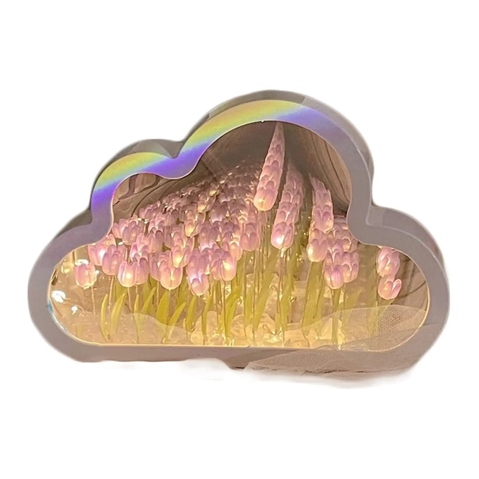 Tulip Night Light Mirror 2 in 1 Handmade Tulip Night Light& Mirror Forever Cloud Mirror Tulips