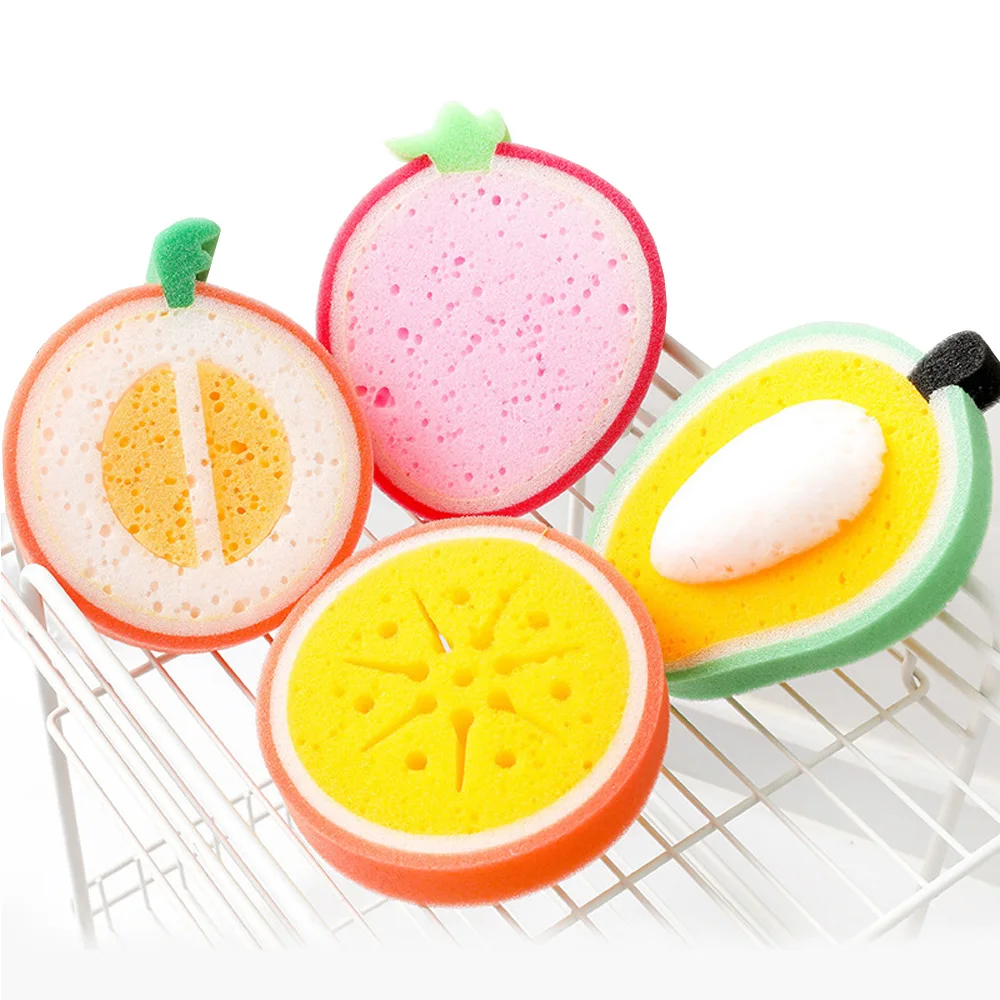 Promotional Price Low MOQ Fruit Shape Sponges For Kids Bath Body Exfoliating Loofah Sponge Soft Baby Bath Sponge