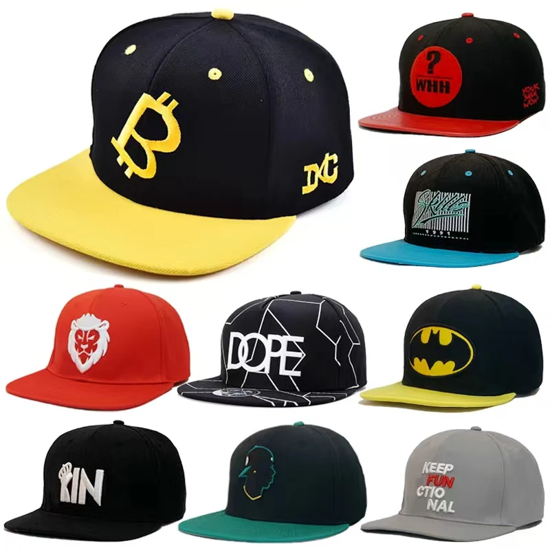 6 Panel Low Profile Custom Embroidery Unstructured Flat Bill Hats Wholesale Snapback Caps Hat