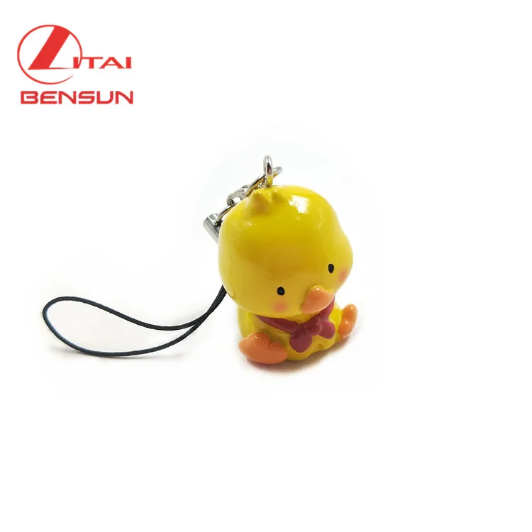 Милый ремешок из полирезины для мобильного телефона с изображением утки/брелок