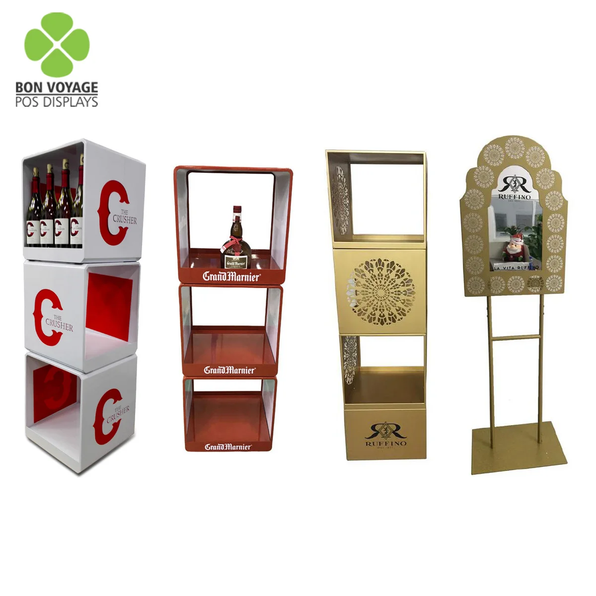 Wooden pop up floor liquid wine bottle display shelf for retail store
