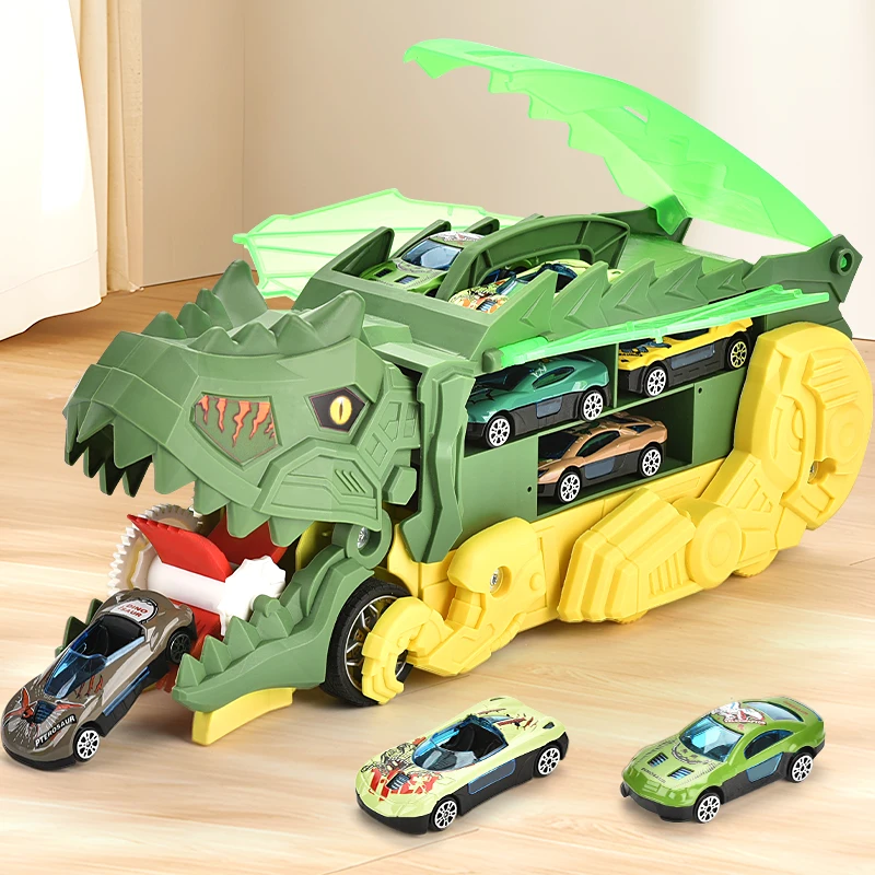 Inertial Dinosaur Toy Press Car Educational Cartoon Animal Diy Slide Wheels Disassembly Truck Toy for Kids Inertial Toy Car