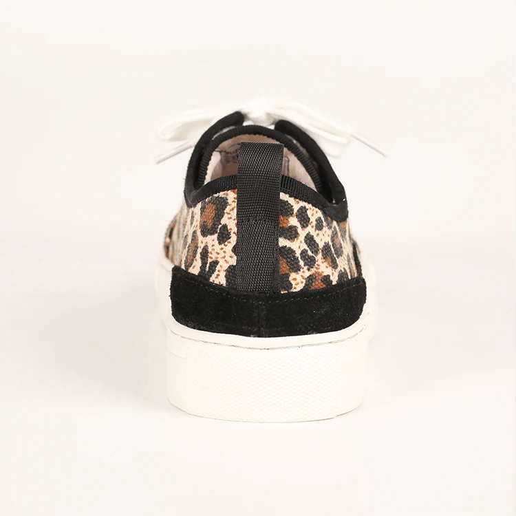Spring new leopard pattern lace-up casual sneakers for girls plus size sneakers