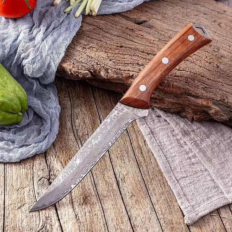 Very good quality Professional knife  damascus kitchen  chef knife hunting set  price  with ebony wooden handles