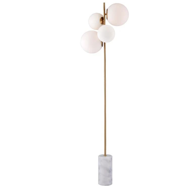 Современная стеклянная Напольная Лампа с мраморным основанием в виде шара среднего века