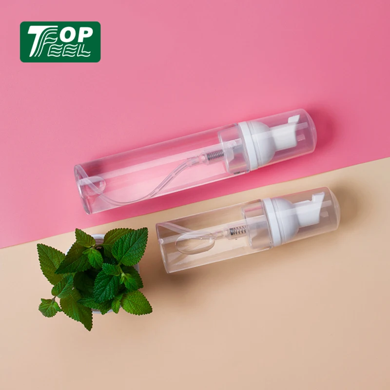 60ml 80ml 100ml Round solid white pet plastic foaming pump packaging bottle with foam pump