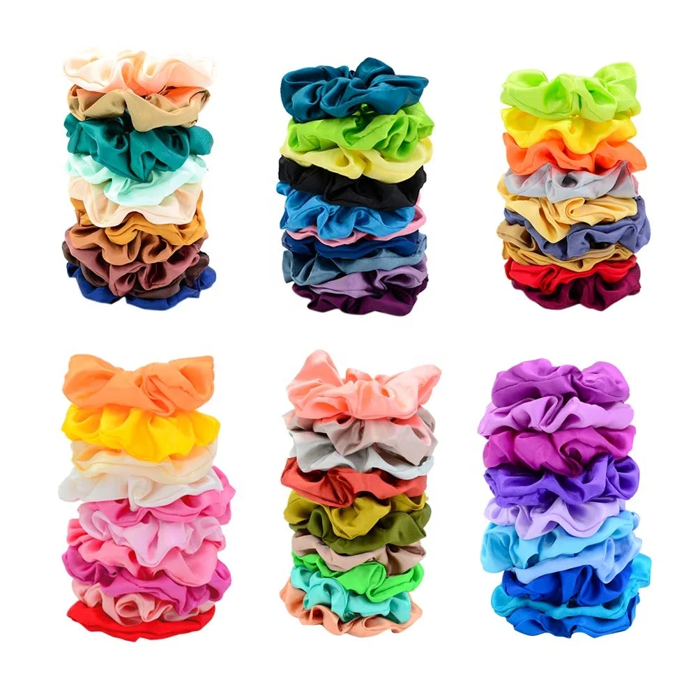 Factory Wholesale Cheap Top Quality Womens Silk Satin Hair Scrunchies