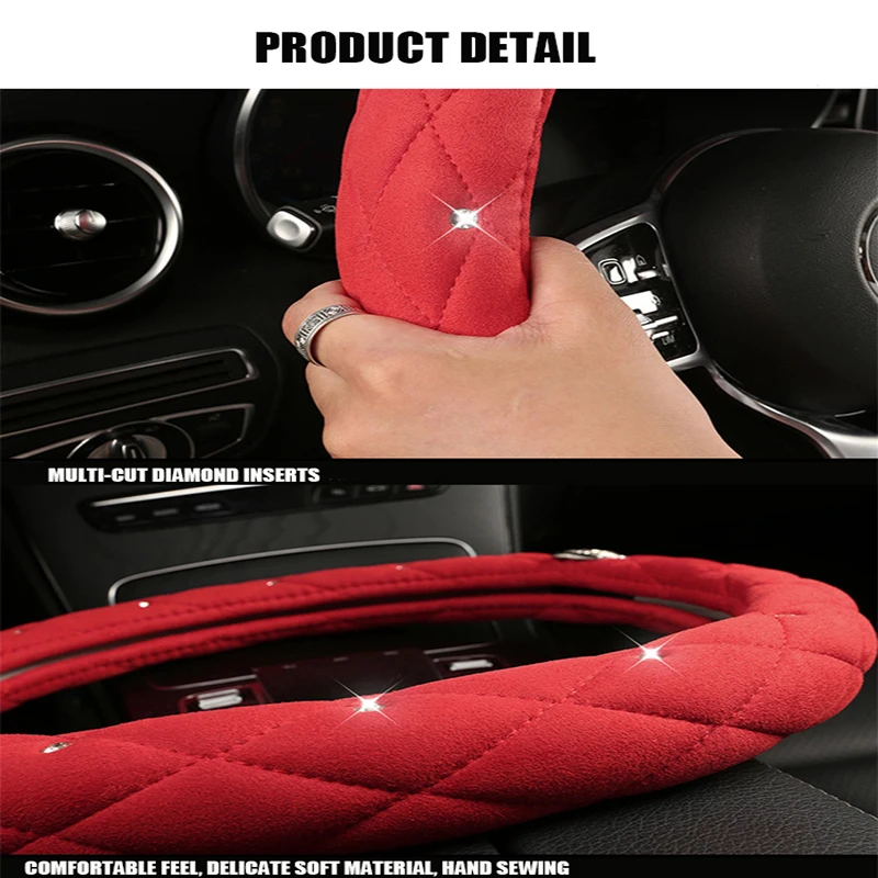 Wholesale Four Seasons Universal 38cm Female Style wheel steering covers bling
