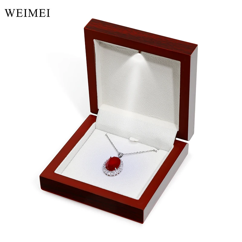 WEIMEI PRO jewelry LED wooden box jewellery necklace gift packaging earring pendant rosewood box for necklace with led