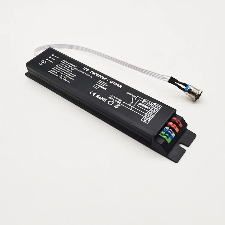 Waterproof test button and led indicator central emergency driver 230v