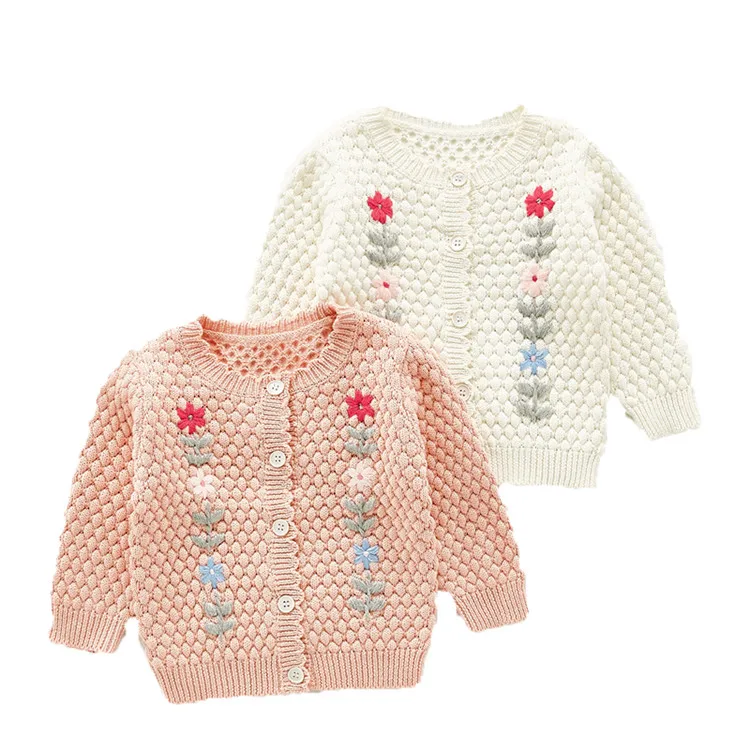 
Custom Factory clothes Beige Knit girl baby sweaters wholesalers 