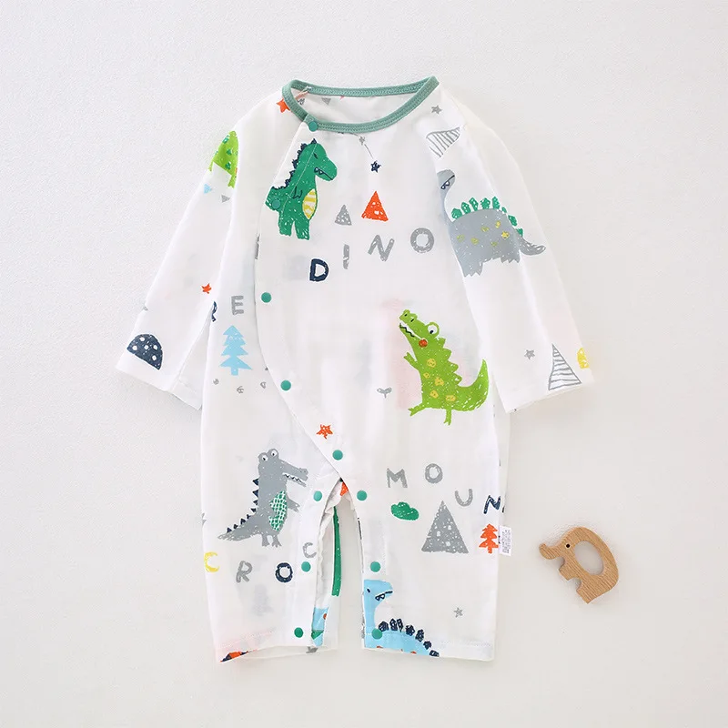 Summer Wholesale Bamboo Cotton Soft Long Sleeve Air Conditioning Pajamas Boutique Knitted Romper Baby