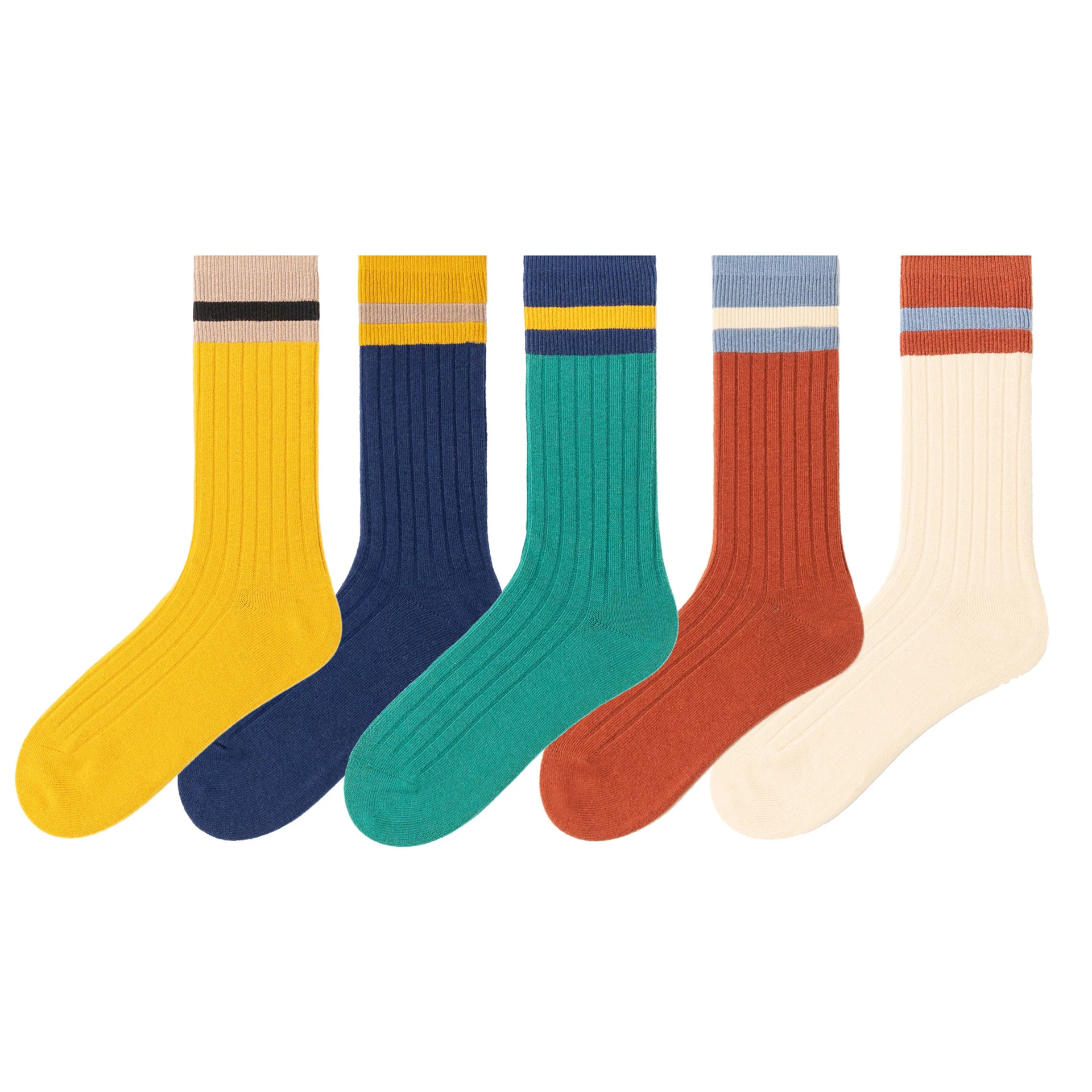 2022 Fashion Japanese colorful long tube girl candy socks sport breathable stripes cotton socks for women