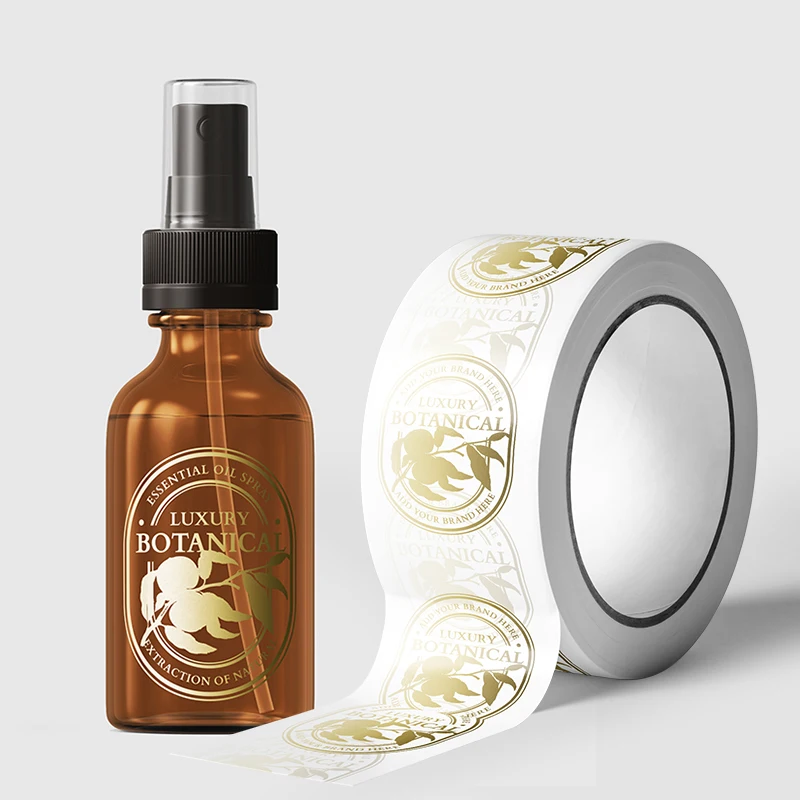 Waterproof stickers stamping and embossing design bottle stickers for hair oil bottle label quality