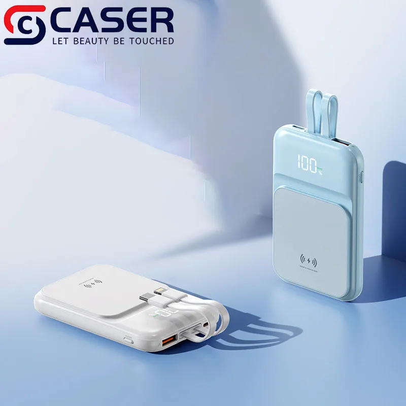 OEM Portable Wireless Magnetic Charger Battery 10000mah Built-in 2 Type C Lightning Cable Fast Charging PowerBanks For Phone