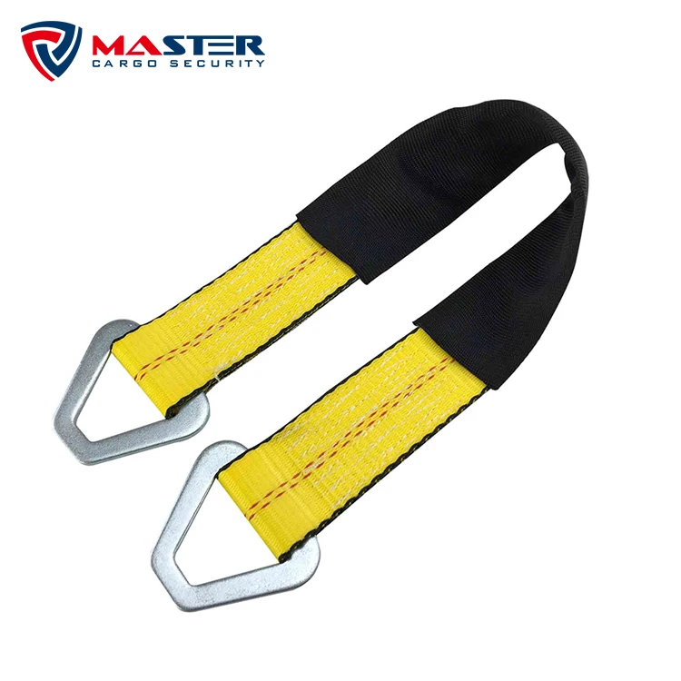 tow truck off road yellow Axle Straps with D-Ring and protective sleeve