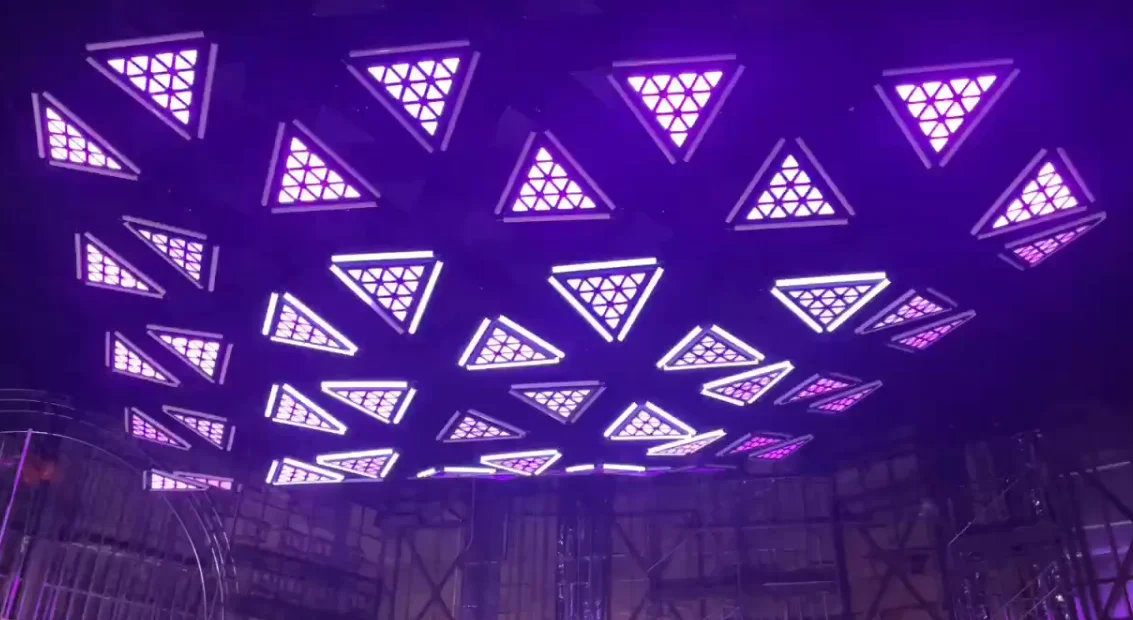Kinetic Light control by dmx triangle panel led kinetic light for bight club any discos
