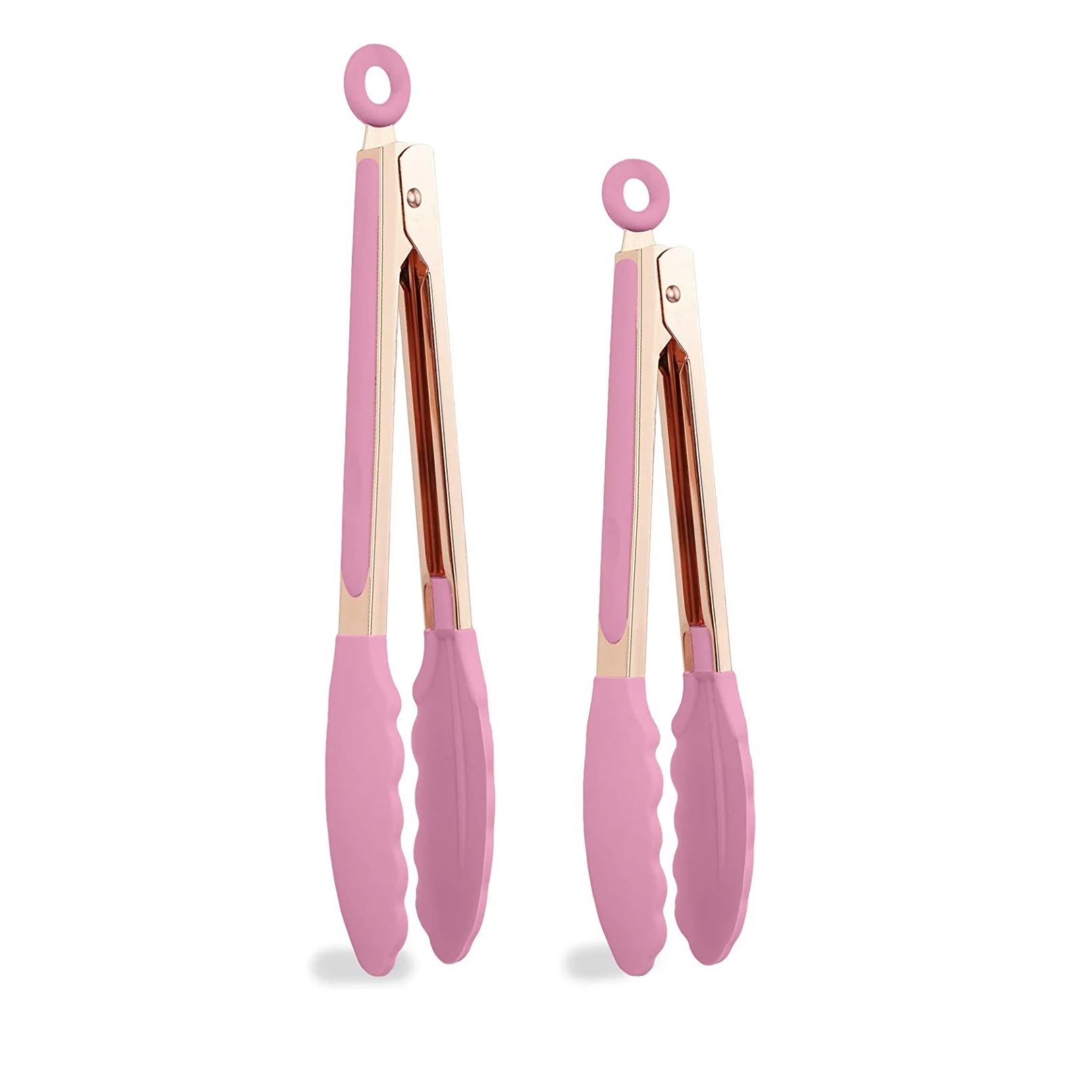 2pcs Set Kitchen Tongs Premium Silicone BPA Free Non-Stick Stainless Steel BBQ Cooking Grilling Locking Food Tongs