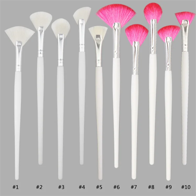 Soft Makeup Fan Brush Face Mask Cosmetic Customized Logo Pink Small Mascara White Make Up Pink Facial Fan Brushes For Facial