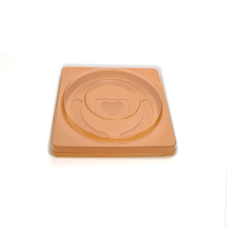 Customized transparent circular plastic food biscuit packaging box, acrylic triangular tiramisu cake container, circular lid