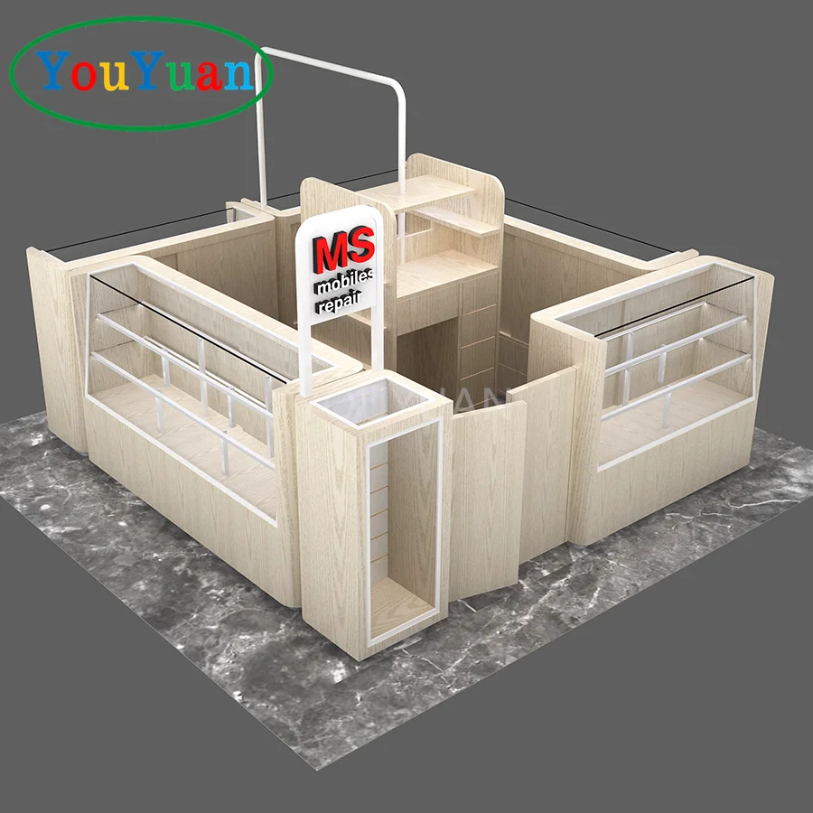 Mobile phone vitrine showcase phone cases retail kiosk mobile phones counter the aluminium frame and glass showcase display