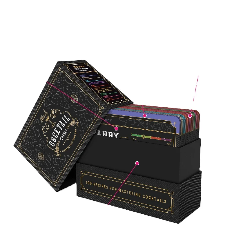 Custom cocktail recipe cards printing cocktail maker set with mix recipes card cocktail cards