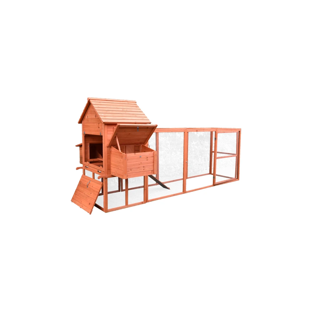 Large mobile wooden chicken coop with handle