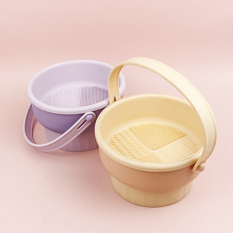 Portable Makeup Brush Cleaner Tool with Makeup Mat Custom Logo Convenient Portable Brush Bowl Cleaner