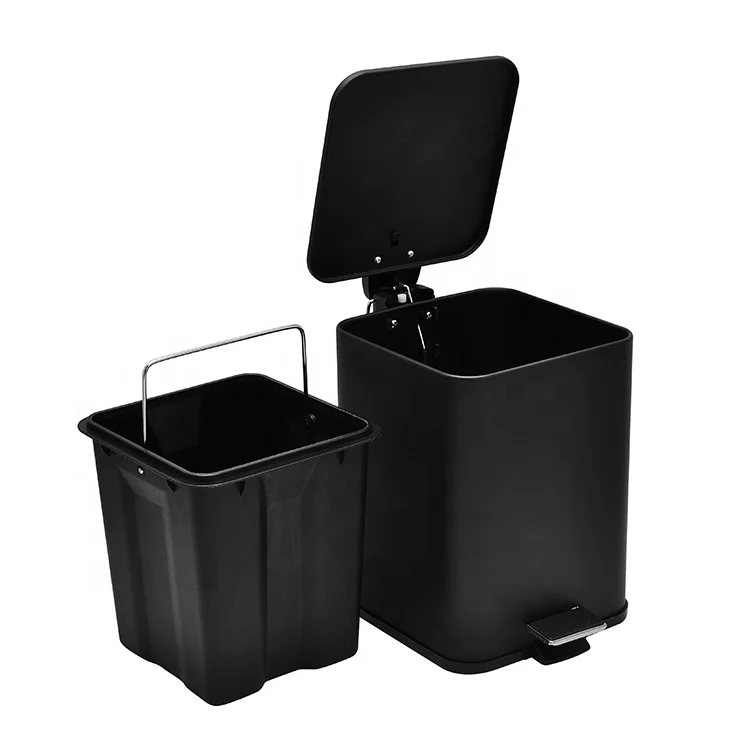 HANGSHAU Household Square Thin Lid Pedal Trash Can 6l/8l Stainless Steel Dustbin