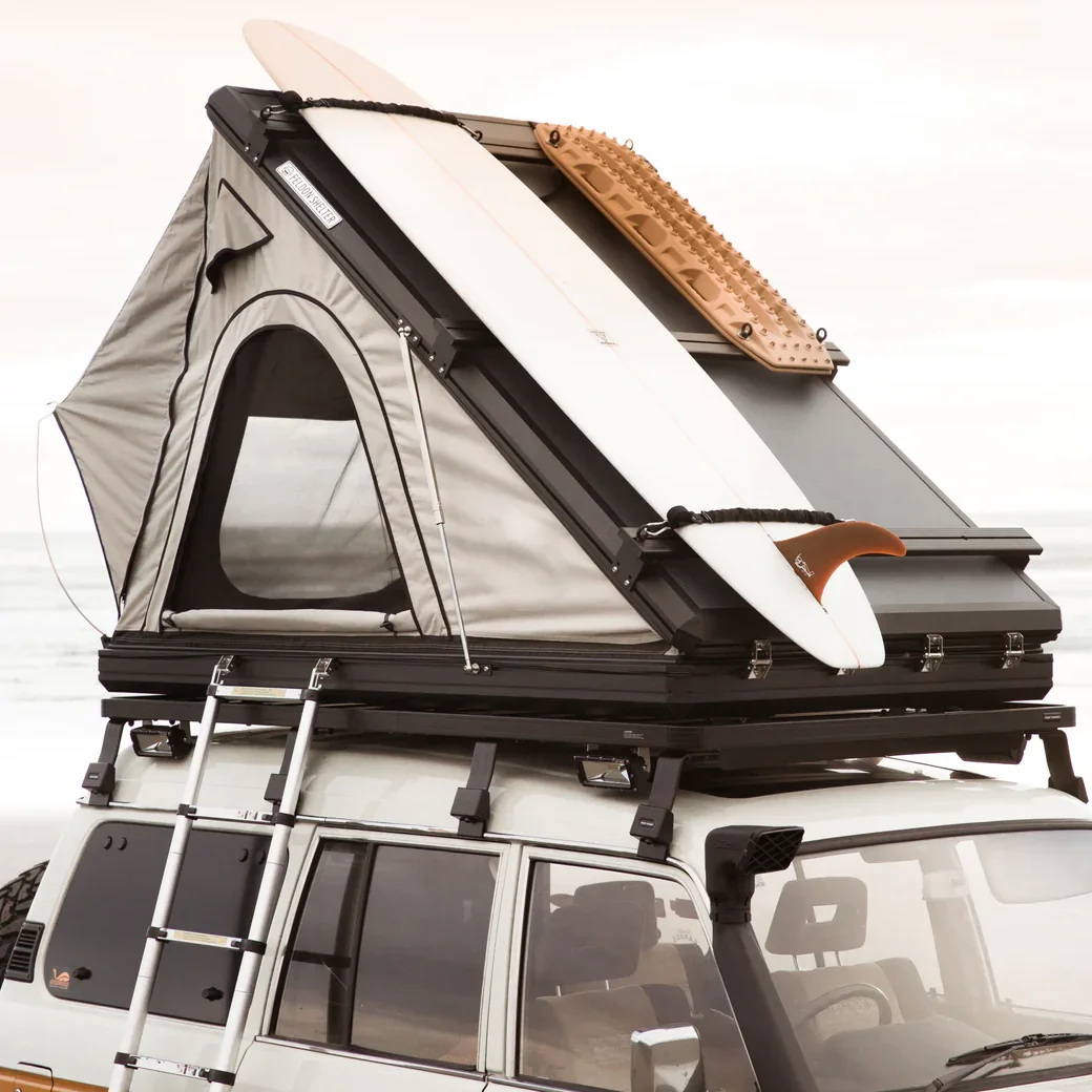 2023 NEW design High quality camping triangle aluminium hard shell roof top tent car tent