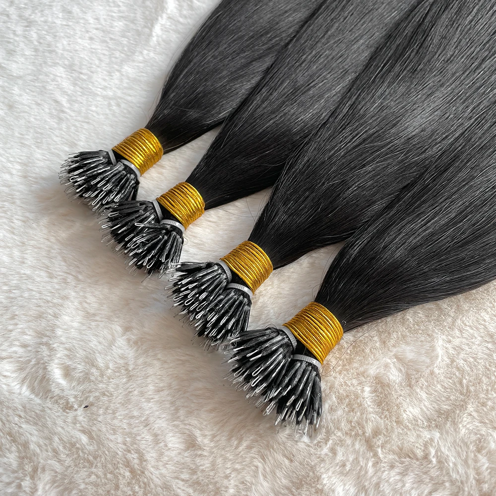 Wholesale Hot Selling Top Grade 12A remy Human Cuticle Aligned Hair Nano Ring Human Hair Extensions